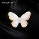 SOUKATKY輕奢品牌胸針女高級感貝殼蝴蝶胸針38女神節生日禮物送女友 金色