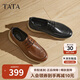 他她TATA商務(wù)休閑皮鞋男士軟底真皮工作鞋鞋春新QFS01AM5 黑色 41