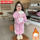鄰家米其（LINJIAMIQI）女童套裝冬裝加絨加厚新款1-3-8歲寶寶兒童裝女孩秋冬季4小孩衣服 XT8091-粉紫色 110 碼/身高100-110cm（3-4歲）