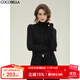 COCOBELLA預售兩穿高領(lǐng)針織開(kāi)衫女25秋新款黑色內搭打底T恤TS3215 黑色 L