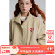 ELLE KIDS愛心繡花立領(lǐng)夾克外套男女童春季四合扣復(fù)古保暖防風(fēng)長袖上衣