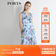 PORTS寶姿 新品 女裝V領(lǐng)不規則印花連衣裙LN8D268HPS065 天藍色印花 S (4)