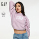 GAP女裝2025秋季新款logo貼布繡抓絨寬松套頭連帽衫衛衣792505 淡紫色 S (160/84A) 亞洲尺碼