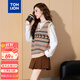唐獅（TonLion）2024女V領(lǐng)提花背心毛線(xiàn)衫
