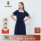 暇步士（Hush Puppies）女裝夏復(fù)古休閑運(yùn)動(dòng)系帶修身Polo連衣裙 196深藍(lán) M