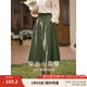 茵曼（INMAN）半身裙女士2025年春秋女裝新款復古顯瘦通勤中長(cháng)款純棉長(cháng)裙子 茶綠色 -18518192 M