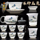 石茗堂冰種素燒玉瓷茶具中式整套高檔送禮品輕奢茶壺陶瓷茶杯功夫泡茶 千里江山蓋碗+西施壺套組12頭