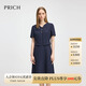 PRICH時(shí)尚假兩件V領(lǐng)連衣裙2025夏季新款設計感短袖顯瘦A字裙女 59藏青色 XL (170)