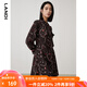 藍地（LANDI）鏈條印花連衣裙女秋季新款長(cháng)袖收腰碎花a字短裙 花色 M