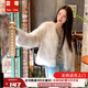 蕓蕁外套女2025新款仿狐貍毛黑色皮草外套女冬新短款V領(lǐng)環(huán)保皮草毛毛 白色 S