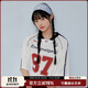 Mmlg 87mm 短袖T恤女夏季新款運動(dòng)球衣韓系休閑寬松體恤衫情侶上衣 白色 M