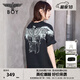 BOY LONDON【白羽入夜】春夏情侶款潮牌朋克時(shí)尚紫外線(xiàn)光變短袖T恤N01914 黑印藍 （天空藍色光變印花） M