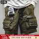馬登工裝 山系戶外夏季短褲男立體多口袋機(jī)能褲百搭直筒五分褲 橄欖綠 XL