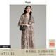 旅途原品（ltyp）格子連衣裙優(yōu)雅隨性藝術(shù)印花蝙蝠袖秋季原創(chuàng  )設計感中長(cháng)裙 咖色-定制手繪水彩方格子 M 160cm（現貨）