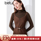 百圖betu女裝冬季新款連衣裙贈送腰帶開(kāi)叉設計背帶裙裙子2410T93 咖啡色 L