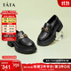 他她（TATA）英倫厚底jk樂(lè )福鞋女鞋黑色學(xué)院小皮鞋淺口單鞋子GOK02AA4 黑色 37