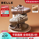 百麗（Belle）厚底流心曲奇愛(ài)心德訓鞋女2025秋新增高雙鞋帶休閑鞋B2928CM5預售 米白色 37
