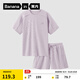 蕉內棉棉5系睡衣男女士春夏季華夫格短袖短褲純棉家居服情侶套裝 【女士】冰芋紫 M