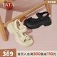 他她（TATA）拖鞋女休閑厚底2025秋季新款運動(dòng)沙灘鞋外穿涼拖女鞋 7G304BL5黑色 40