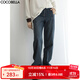 COCOBELLA預售復古時(shí)尚丹寧水洗牛仔褲女秋高腰遮胯直筒休閑褲DN630 牛仔藍 M