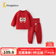 童泰（TONGTAI）寶寶秋衣套裝秋冬季純棉保暖嬰兒衣服男童女童高腰秋褲新年裝 金獅獻瑞 100 碼(建議2-3歲身高90-103cm)