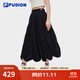 FILA FUSION斐樂(lè )潮牌女士短裙2025夏季新款休閑寬松半身裙花苞裙 正黑色-BK L 170/70A/L