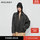 moussy 新品港風(fēng)廓形皮衣飛行員夾克外套女028HAZ30-0201 020黑色 均碼 00020/F