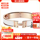 愛馬仕手鐲 新款合金琺瑯手鐲 窄款經(jīng)典H扣手鐲男女同款小號(hào) 生日禮物 白色-玫瑰金色