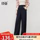 歐莎解構(gòu)設(shè)計(jì)感仿牛仔香蕉褲女2025秋季新款垂感松緊腰休閑褲 藏藍(lán)色 XL