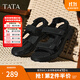TATA/他她2025夏商場(chǎng)同款時(shí)尚百搭舒適厚底涼鞋男新款27B17BL5 黑色 42