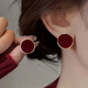伊燦酒紅色圓形絲絨耳釘女2025年新款爆款高級感百搭耳環(huán)輕奢氣質(zhì)耳飾 酒紅色圓形絲絨耳釘