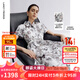 朗姿2025夏季新款蝴蝶印花POLO領(lǐng)純棉襯衫連衣裙優(yōu)雅收腰裙子女 石鹽粉色 2XL