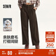 森馬（Semir）休閑褲女純棉打褶闊腿褲腰帶秋復古磨毛長(cháng)褲顯腿長(cháng)101524127005A
