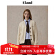 ELAND衣戀毛針織衫女撞色英文刺繡v領(lǐng)中長(cháng)款寬松開(kāi)衫2025秋冬新款 淺卡其色(36)L/Beige S 160