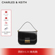 CHARLES&KEITH金屬扣翻蓋復古豆腐包單肩包包女包生日禮物CK2-80782444 Black黑色 M