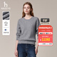 哈吉斯（HAZZYS）女裝 秋季款女士毛衣【宋佳明星同款】純色圓領(lǐng)絞花套頭羊毛衫女 灰色GE M (160/84A 38)