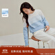 茵曼漸變條紋圓領(lǐng)毛衣2025秋女裝新款慵懶風(fēng)長(cháng)袖針織衫 藍白條 M