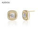 阿吉豆女耳飾新款金色小方糖鋯石復古耳環(huán)小眾設計感耳釘通勤百搭女神節