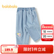 巴拉巴拉【萌雞小隊I(yíng)P商場(chǎng)同款】寶寶牛仔褲女童直筒褲秋2025新款 牛仔淺藍88101 90