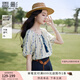香影波西米亞度假風(fēng)藍(lán)色碎花襯衫女夏2025新款含亞麻圓領(lǐng)上衣小衫 航線藍(lán) 襯衫 S 155/80A/85-95斤