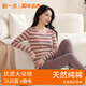 新一步（XINYIBU）純棉條紋保暖內衣女士秋冬舒絨棉磨絨加厚打底衫抗菌秋衣秋褲套裝 26170彩咖條 3XL 建議175-180cm，140-160斤