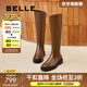百麗（Belle）周雨彤同款月光騎士靴女商場(chǎng)款顯瘦長(cháng)靴3EL73DG4 焦糖棕(啞光面) 37 (235mm)