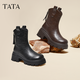 他她（TATA）25冬商場(chǎng)同款百搭時(shí)裝靴女短靴CE401DZ5 黑色（單里） 38