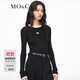 MO&Co.【美麗諾綿羊毛】假兩件拼接修身百搭針織衫內搭外穿摩安珂 黑色-第2批 S 160