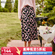 Olrain歐芮兒碎花燈芯絨半身裙女秋夏法式優(yōu)雅復古中長(cháng)款裙子 花色 L