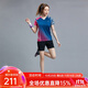 李寧（LI-NING）羽毛球服短袖套裝春夏涼爽排球乒乓球賽比賽運動(dòng)服時(shí)尚專(zhuān)業(yè)透氣 女子/藍色上衣/黑色短褲 套裝 L