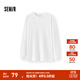 森馬長(cháng)袖T恤女中長(cháng)款寬松發(fā)熱純色插肩袖2025冬新款抓毛開(kāi)叉上衣 本白10102 M