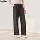 MsShe【醋酸羊毛呢】大碼女裝2025秋冬裝胖mm直筒闊腿糯米加長(cháng)褲 拿鐵色現貨 3XL