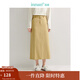 茵曼（INMAN）法式微A字半身裙2025春秋女裝新款系帶高腰后中開(kāi)叉長(cháng)裙子 淺咖啡 M
