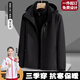 季駱森沖鋒衣男三合一可拆卸抓絨內膽兩件套套裝情侶潮牌戶(hù)外登山滑雪服 男款黑色 XL